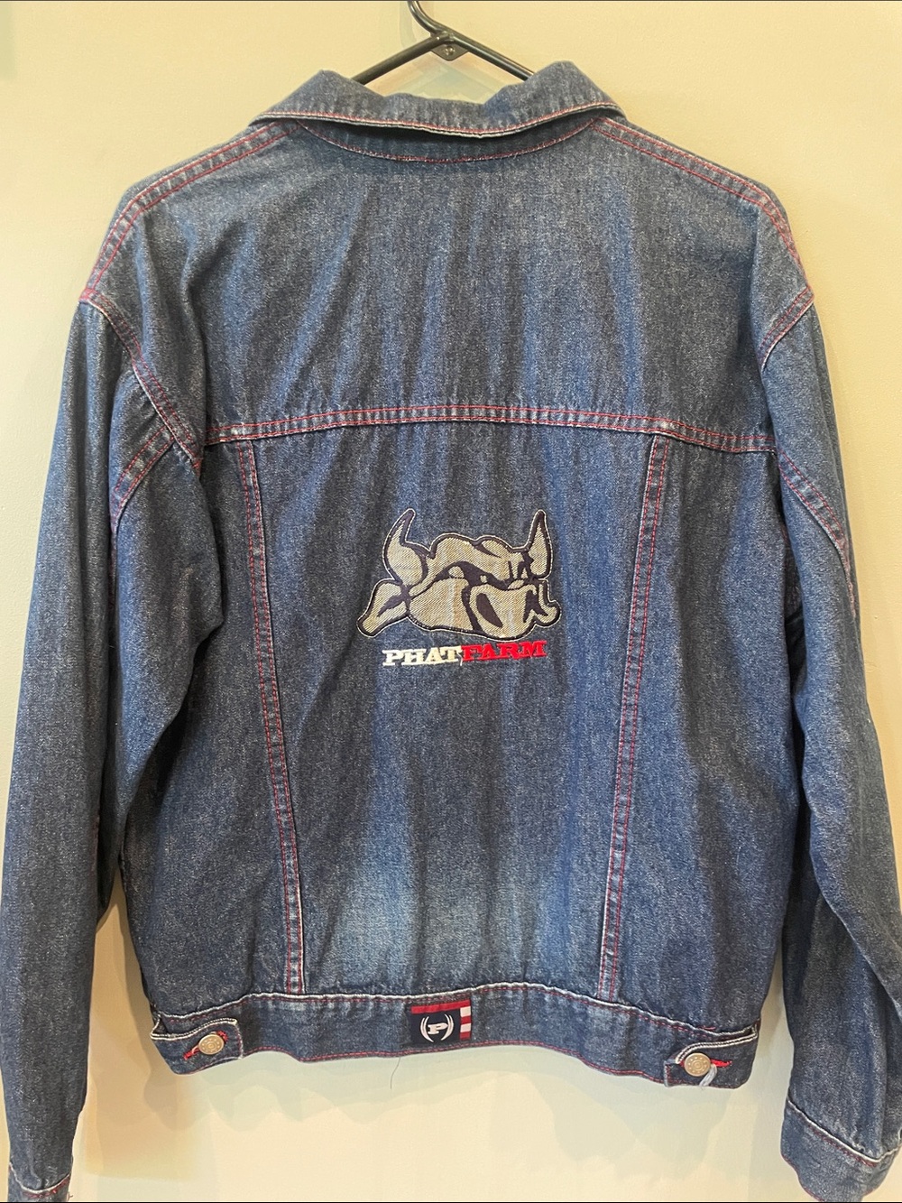 Phat Farm Dark Blue Denim Jacket with Red Stitching extra large fit - Picture 4 of 6